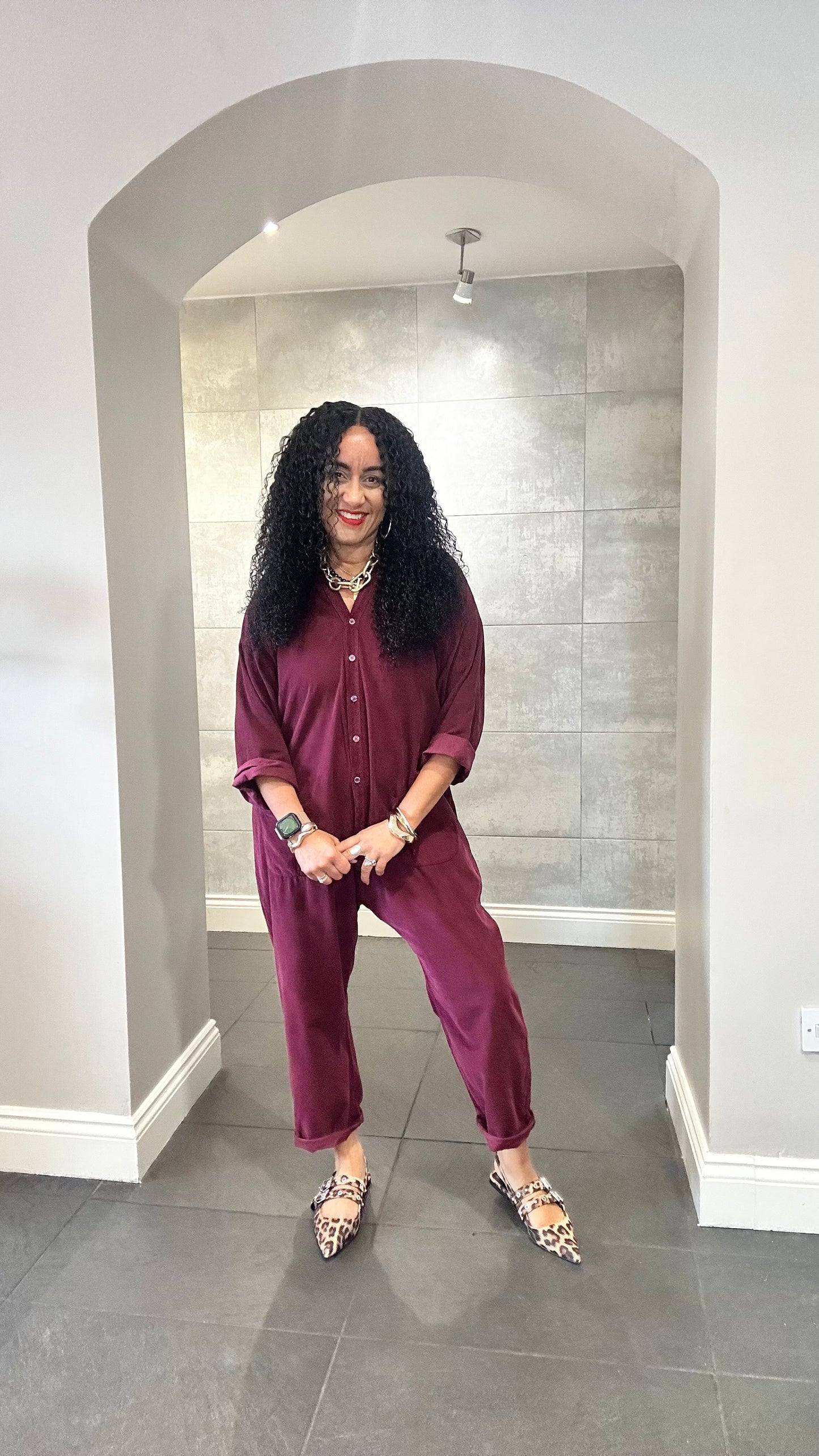 JOAN CORDUROY JUMPSUIT BURGUNDY *New