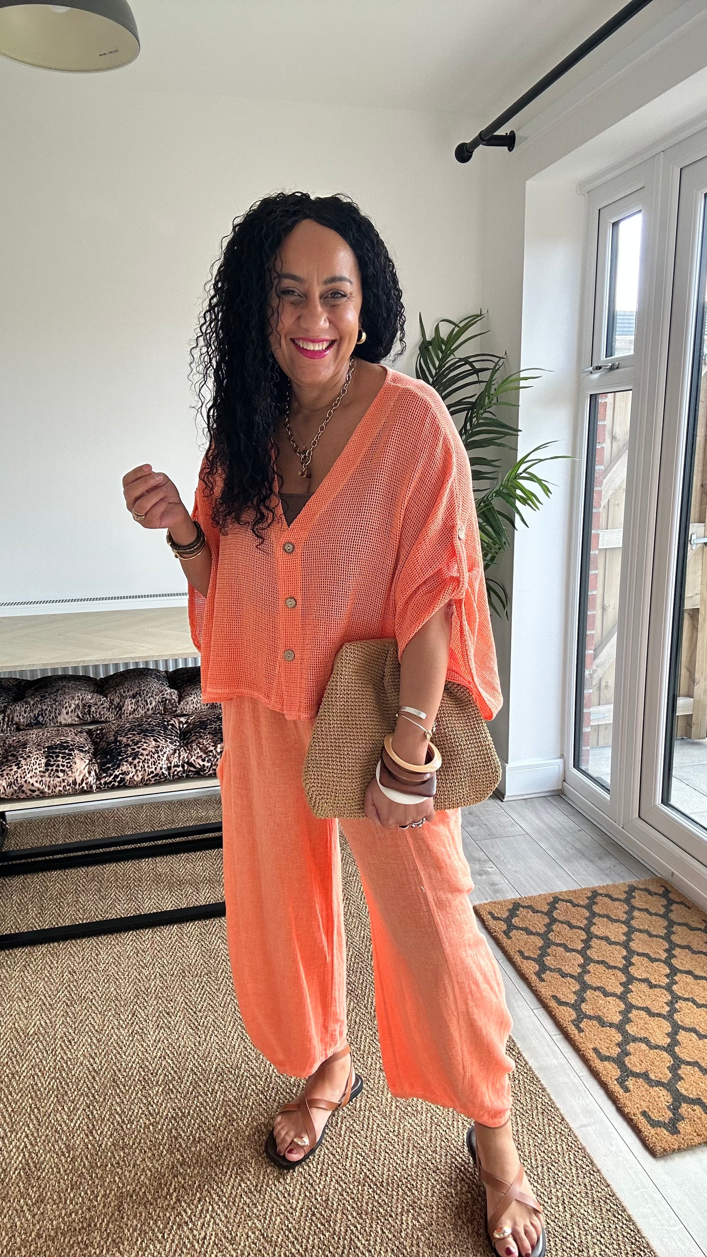 DERBY BARREL LEG TROUSERS ORANGE *New