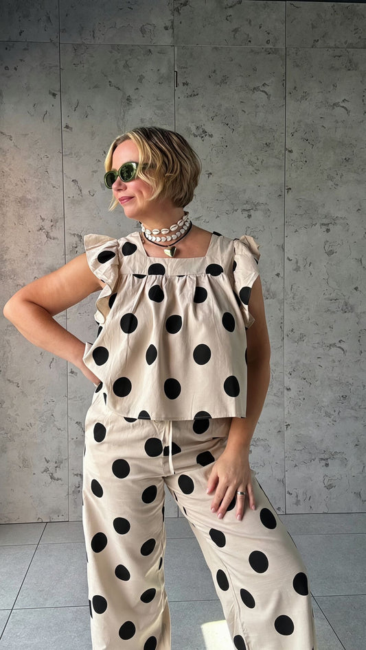 SALE POLKA DOT FRILL TOP