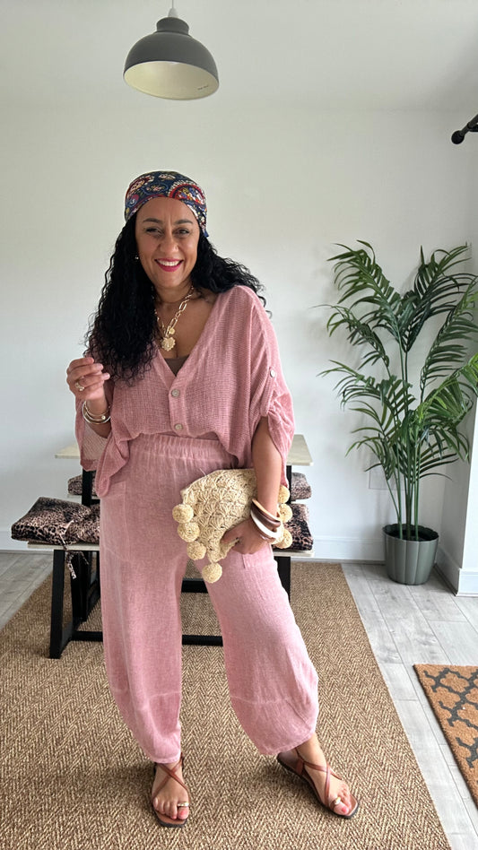 DERBY BARREL LEG TROUSERS SALMON PINK *New