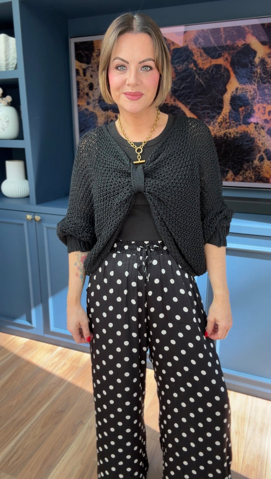 FRONT KNOT FISHERMAN KNIT BLACK *New