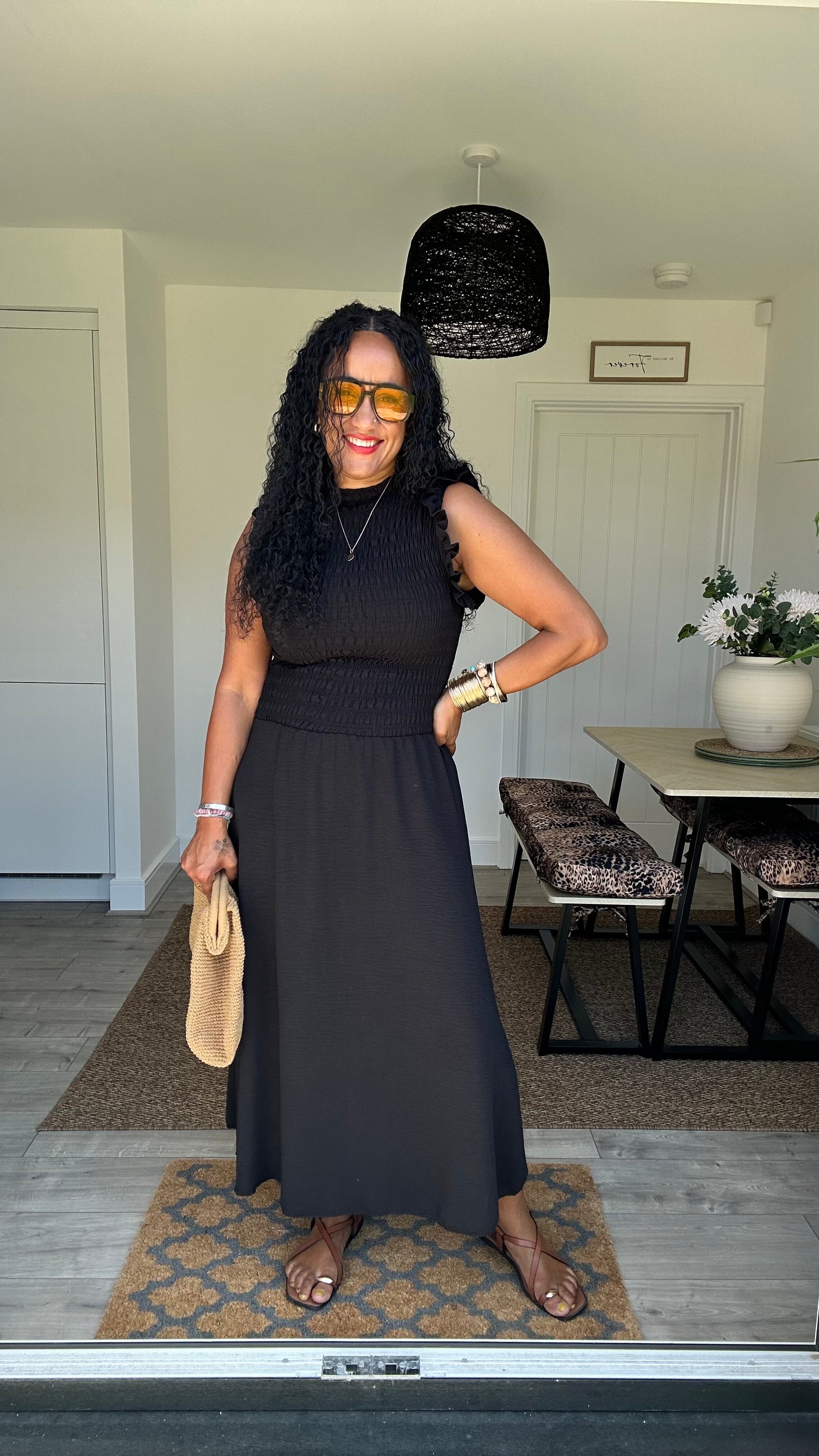 SINITA SHEARED BODICE MAXI DRESS BLACK *New