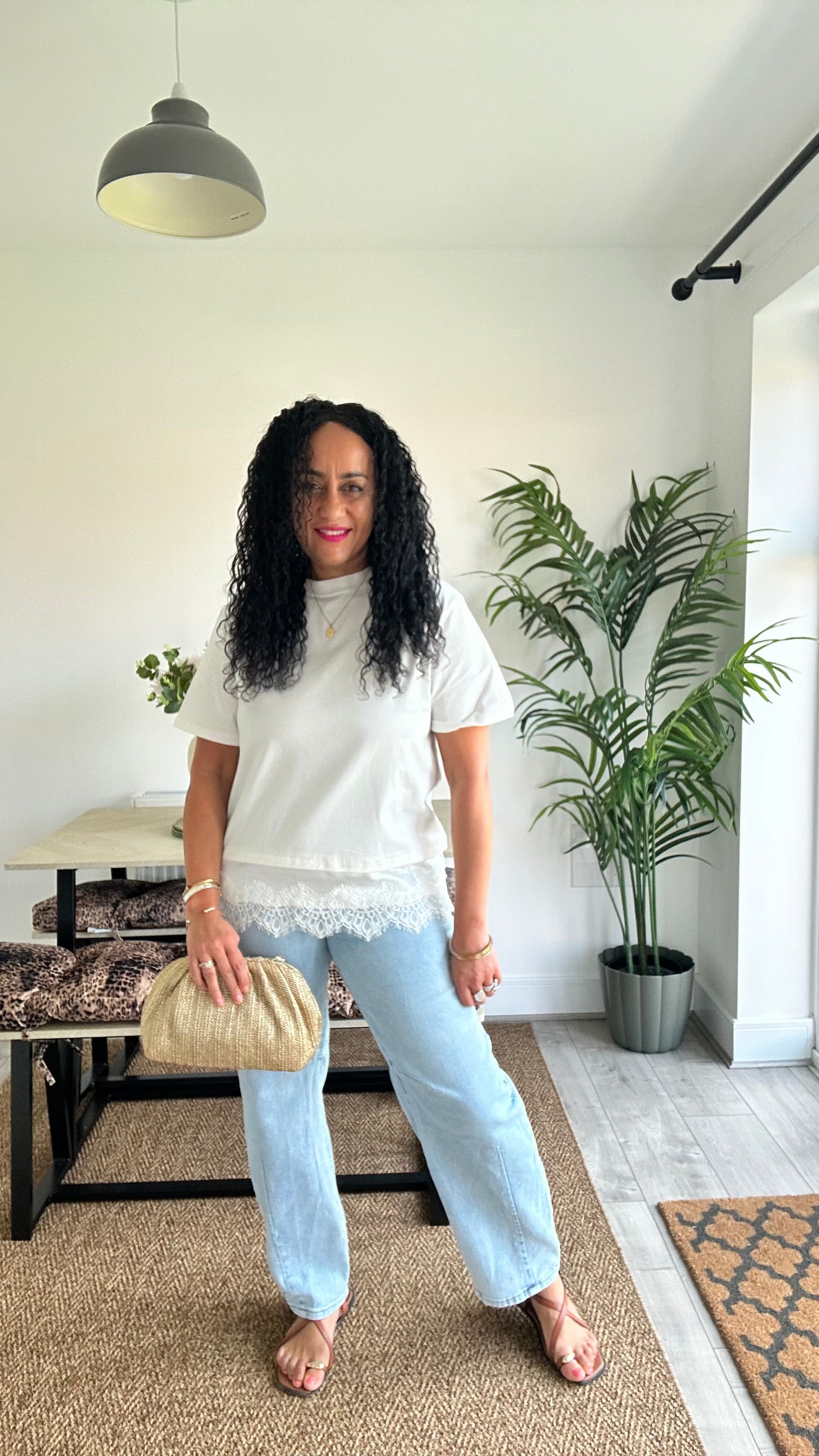 SALE LACE TRIM TOP WHITE