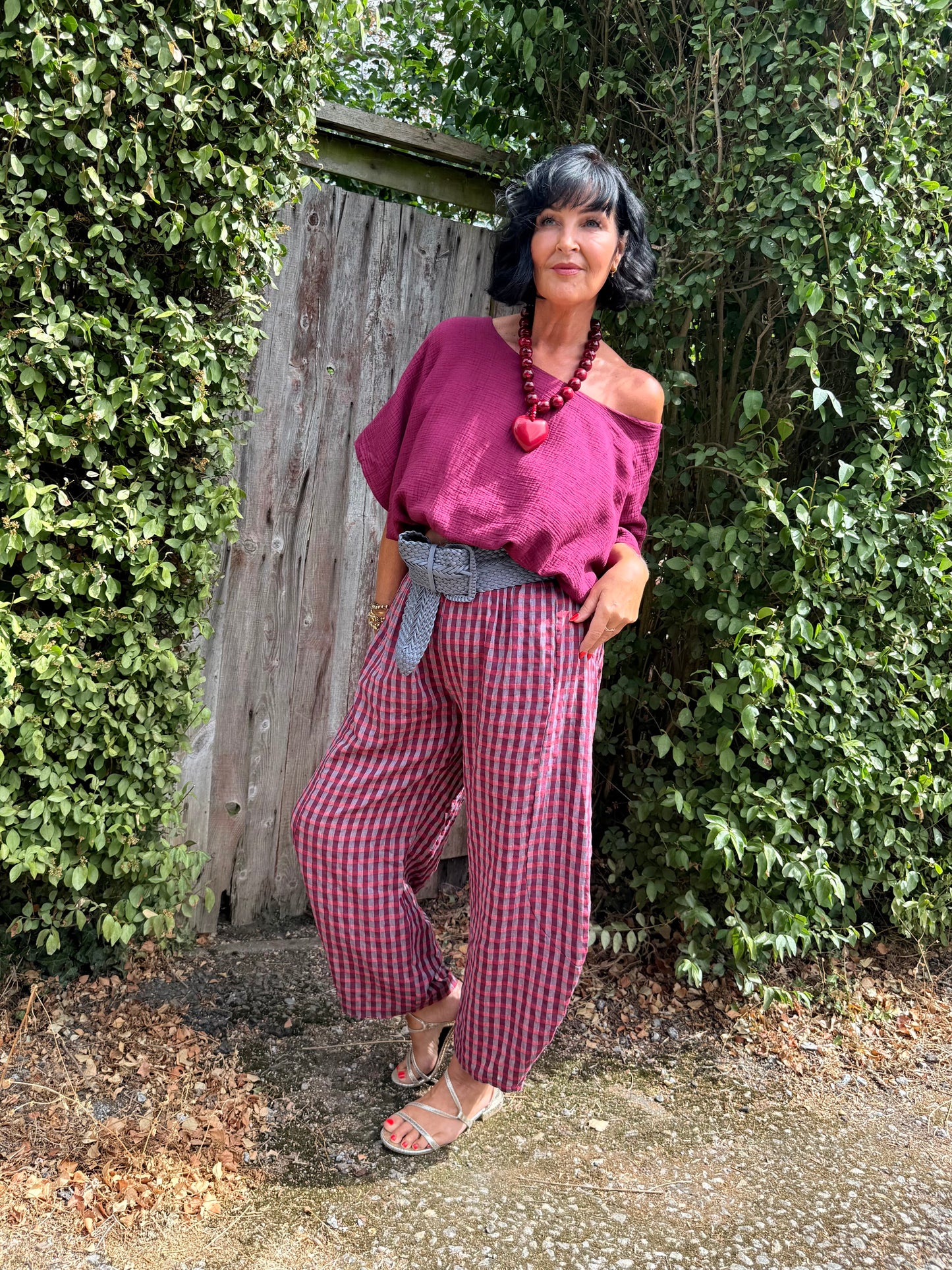 OJAY BUBBLE HEM CHEESECLOTH TOP MULBERRY *New