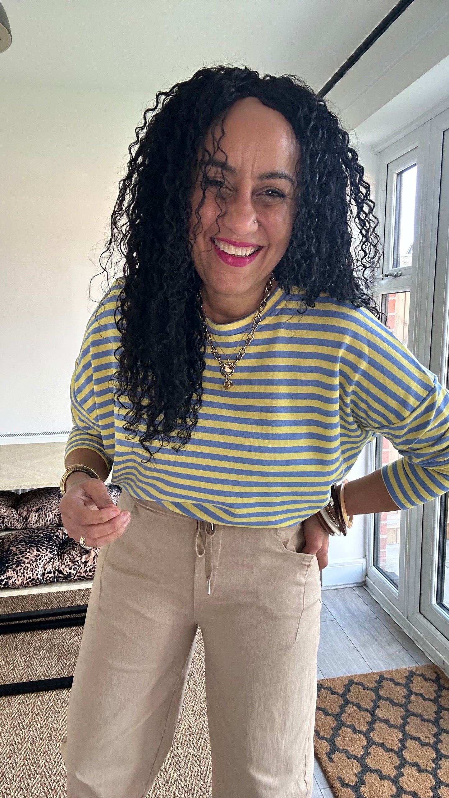 BRETON STRIPE LONG SLEEVED TOP YELLOW & BLUE *New