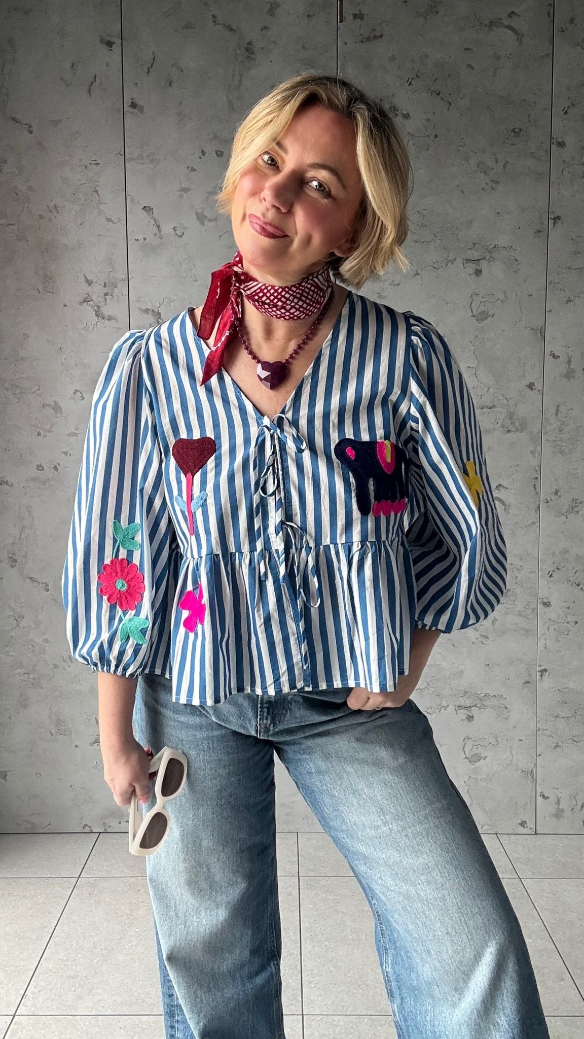 FREE SPIRIT FUZZY FELT  PEPLUM BLOUSE *New