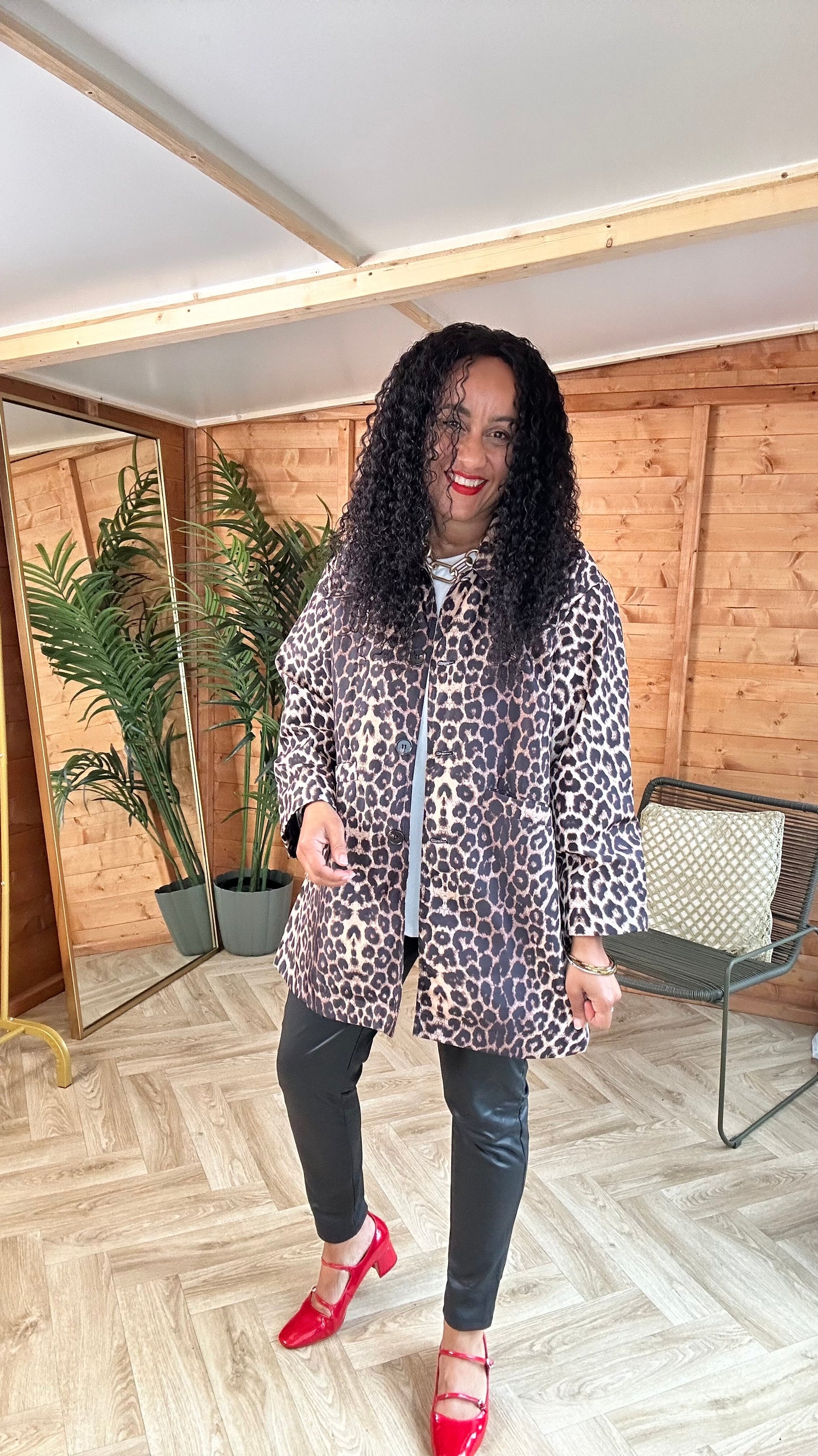 MADDERS LEOPARD JACKET / MAC WITH OVERSIZED COLLAR *New