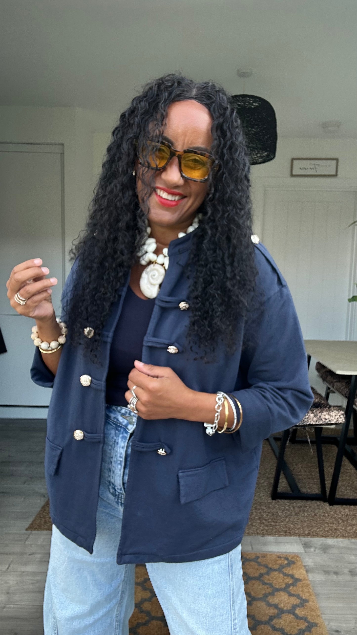 URBAN LUXE MILITARY JACKET NAVY *NEW