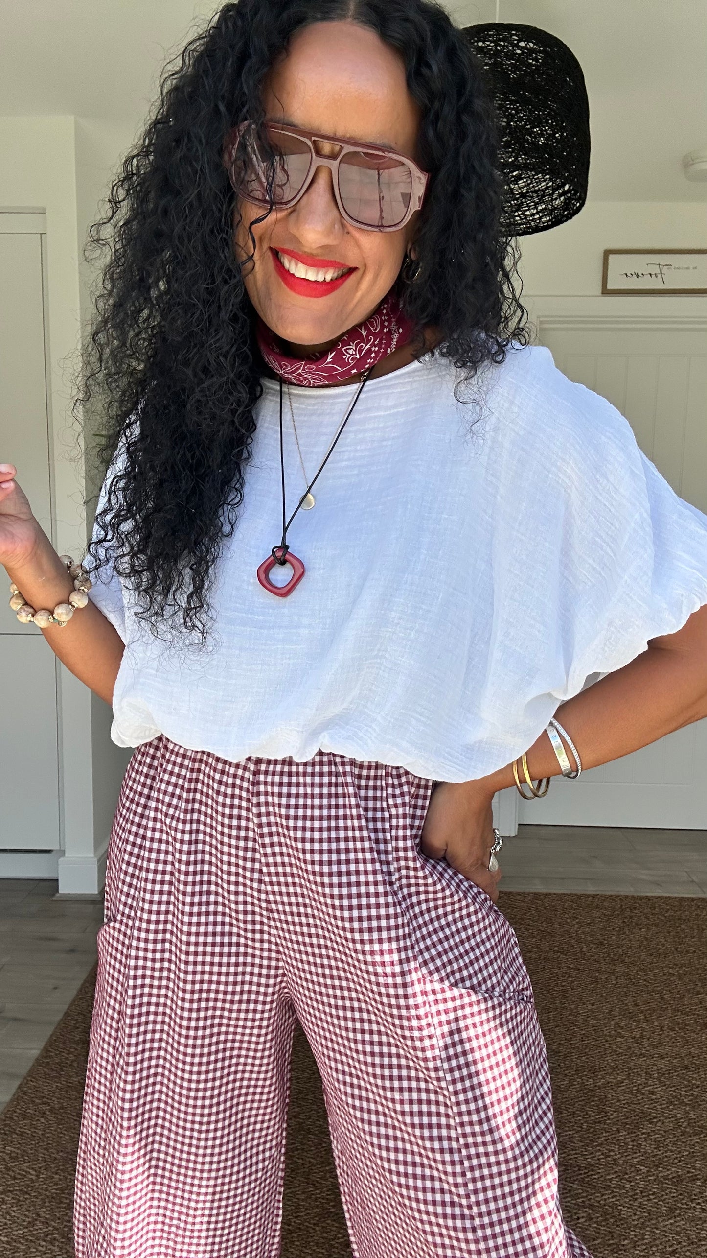 OJAY BUBBLE HEM CHEESECLOTH TOP WHITE *New