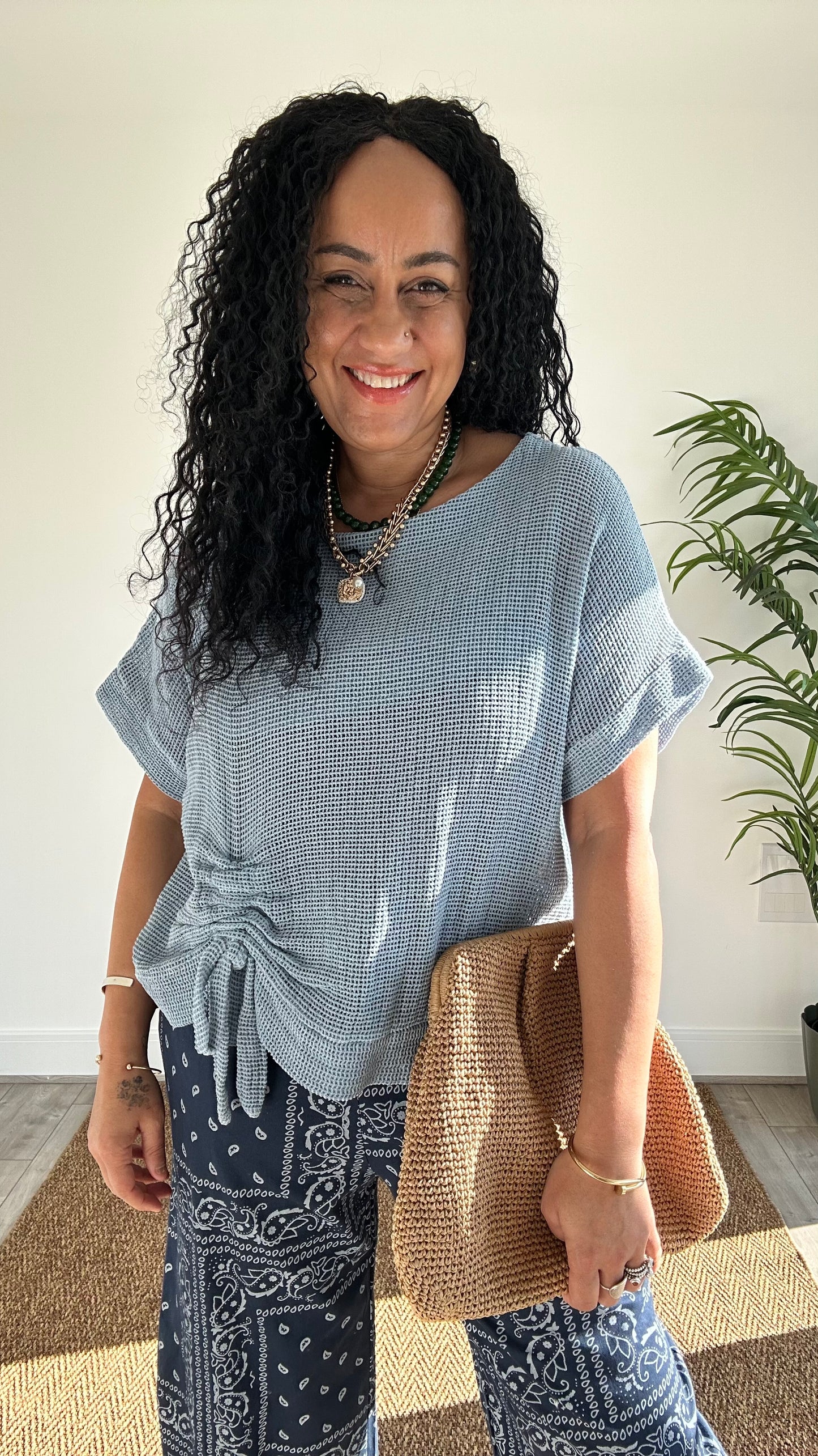 SAMMIE WAFFLE TOPS POWDER BLUE *New