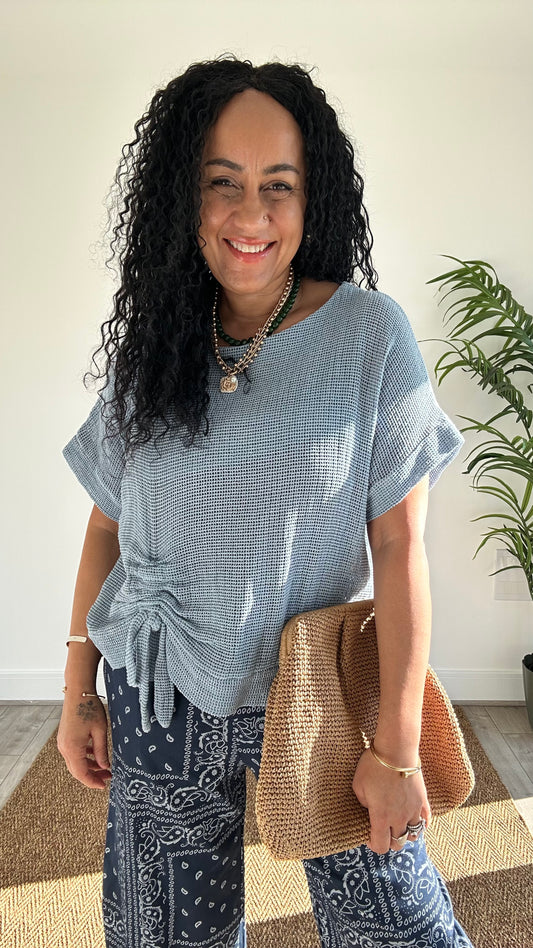 SAMMIE WAFFLE TOPS POWDER BLUE *New