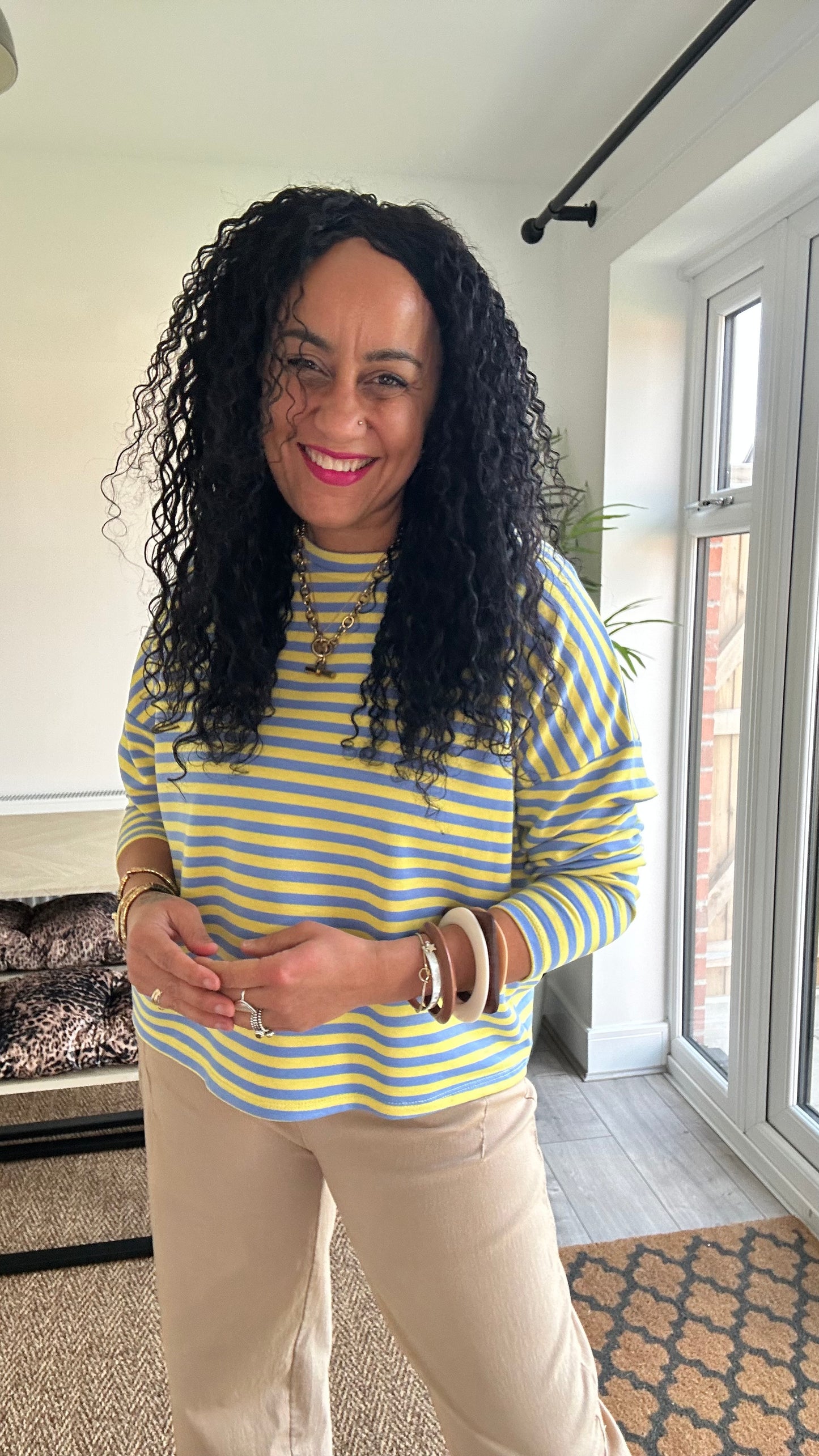 BRETON STRIPE LONG SLEEVED TOP YELLOW & BLUE *New