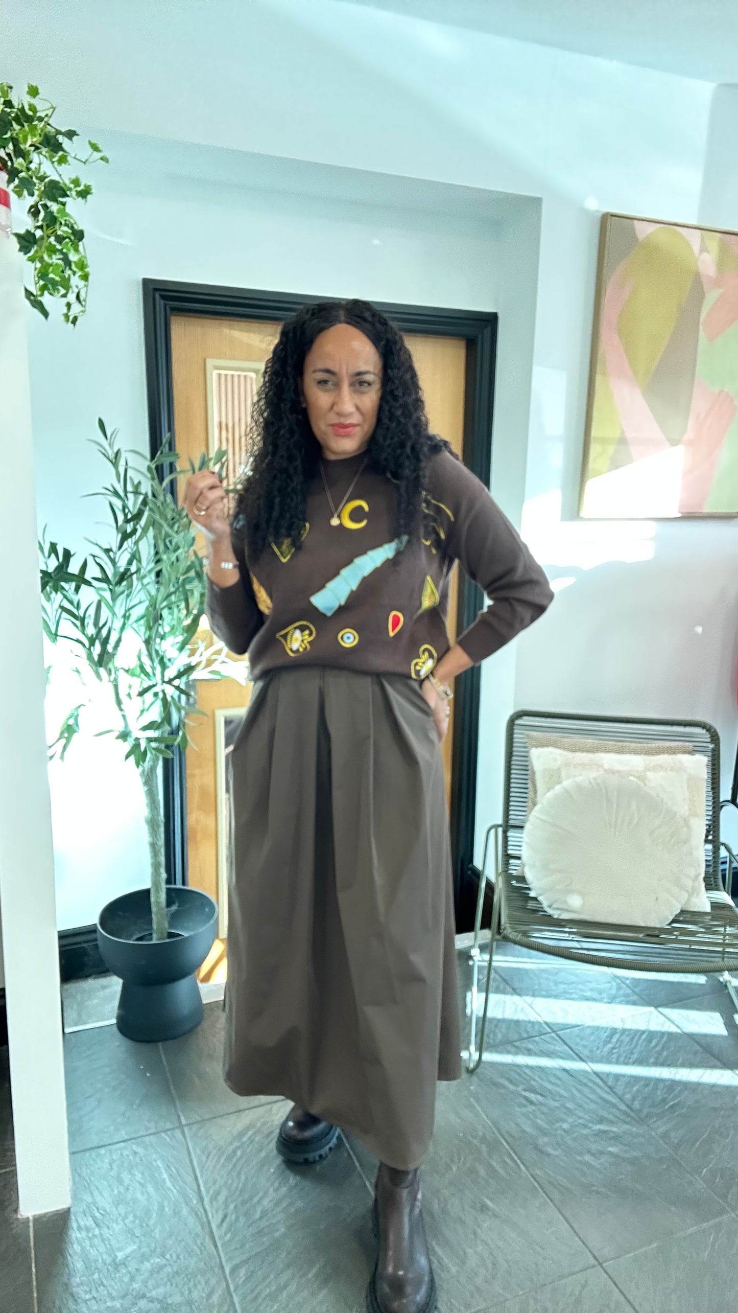 CIRCLE SKIRTS BROWN *New