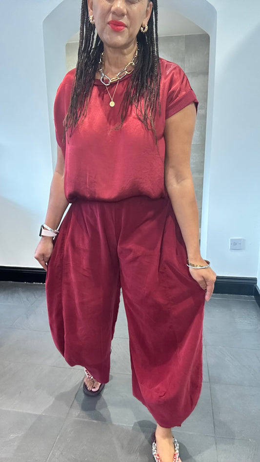 BETHANY CORD BALLOON TROUSERS WINE RED  *New