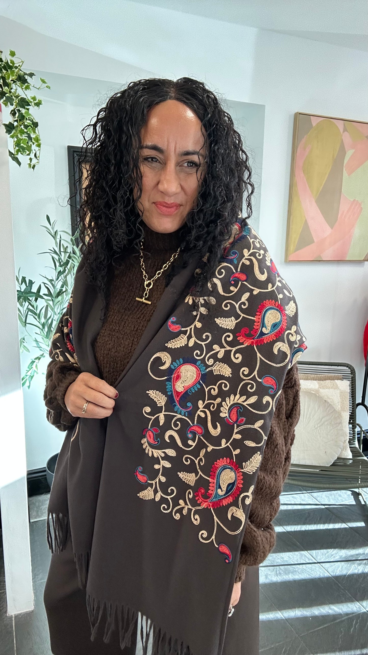 PAISLEY EMBROIDERED BLANKET SCARF SHAWL *New