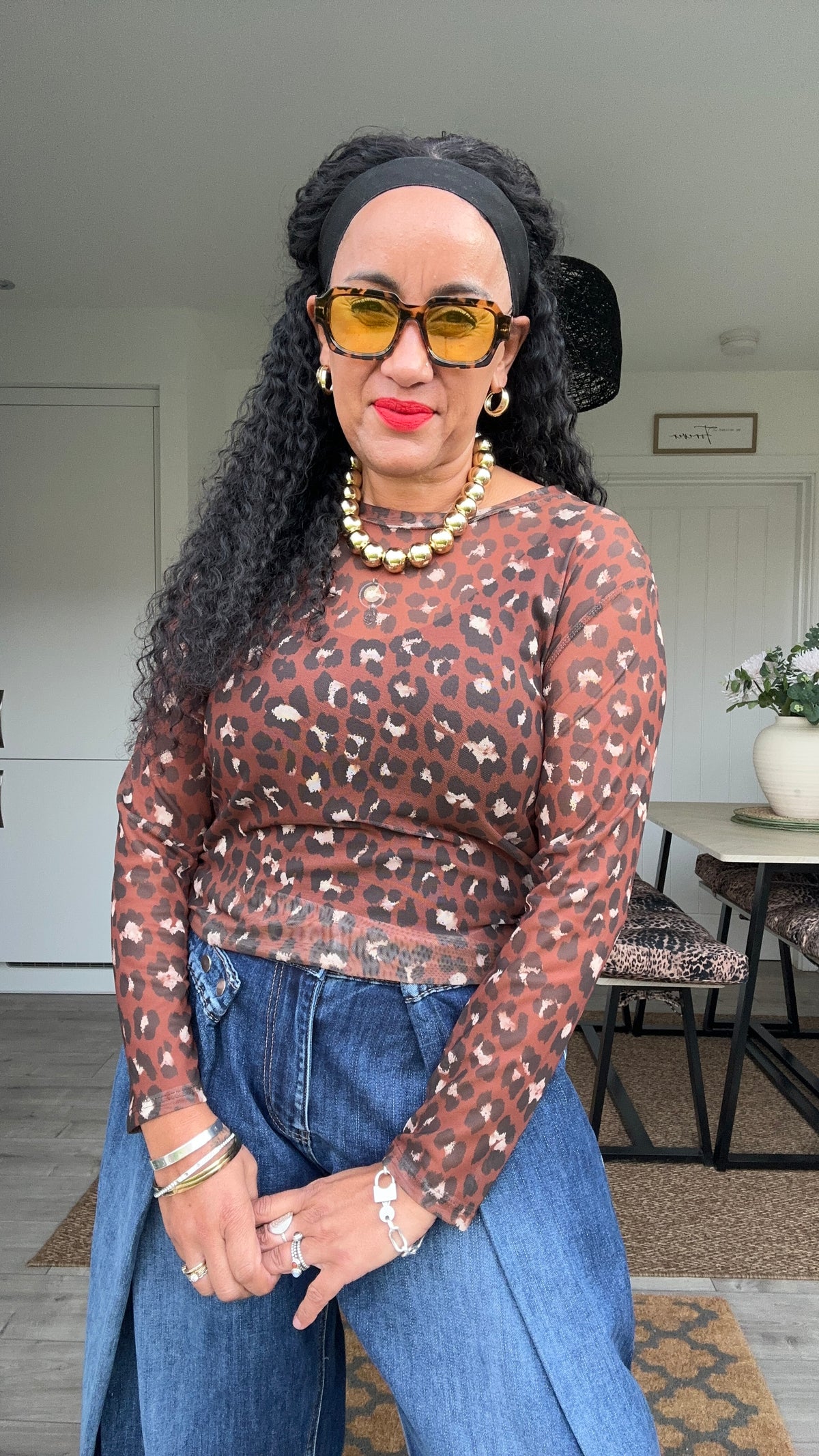 CANDICE LEOPARD TOP BROWN *New