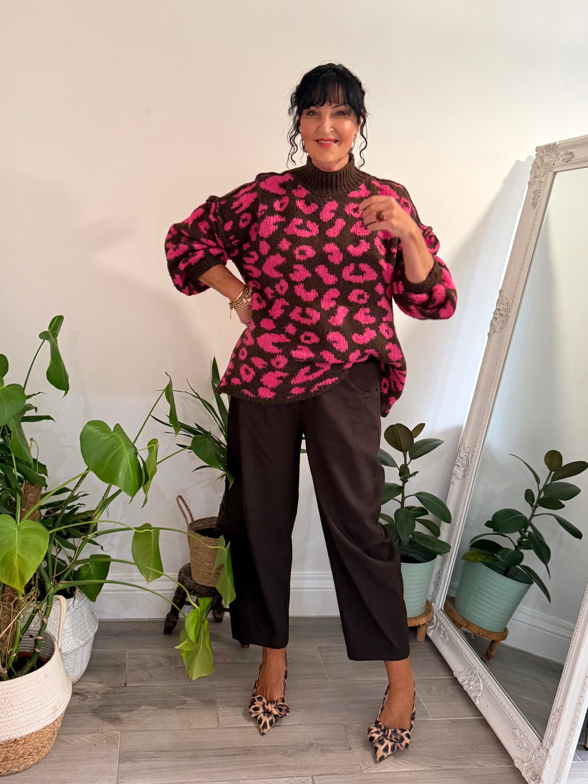 ALEX LEOPARD KNITWEAR PINK & BROWN *New