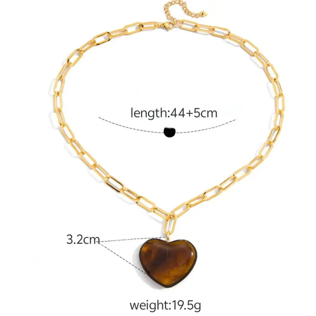 PAPER CLIP AMBER HEART SHAPED NECKLACE *New