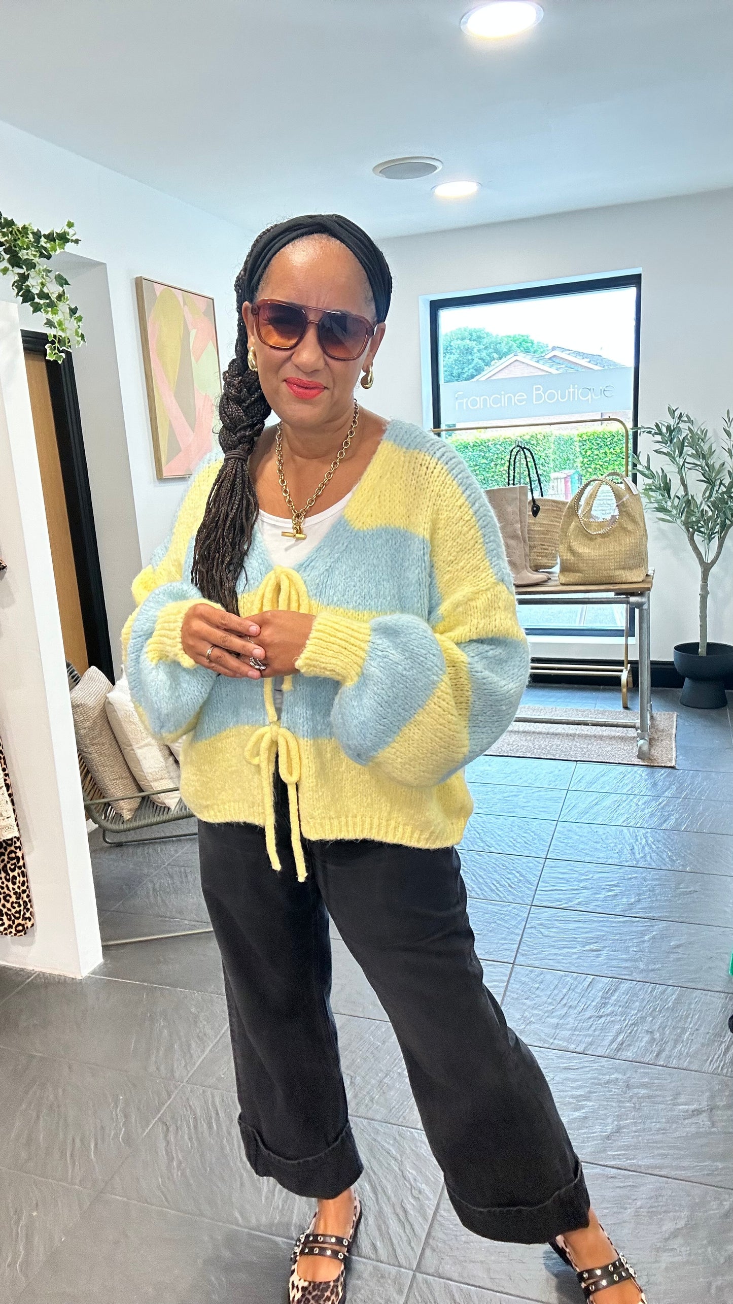CANDY CARDIGAN YELLOW LEMON & BLUE*New