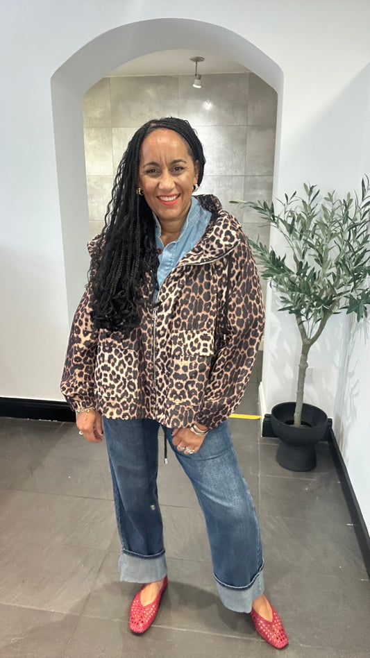 DAMSON LEOPARD PRINT HOODED JACKET *New