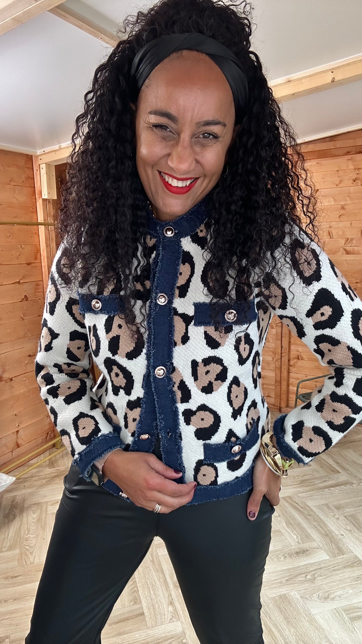 LEXI LEOPARD DENIM CARDIGAN *New