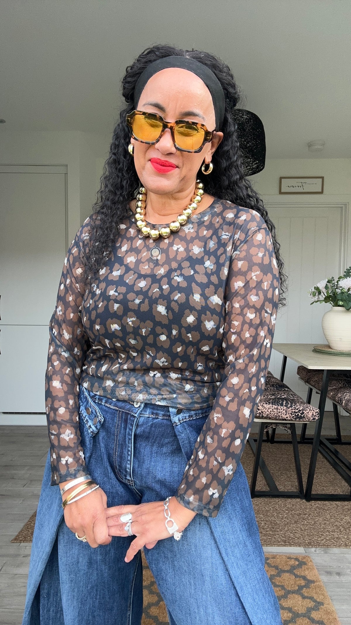 CANDICE LEOPARD TOP BLACK *New
