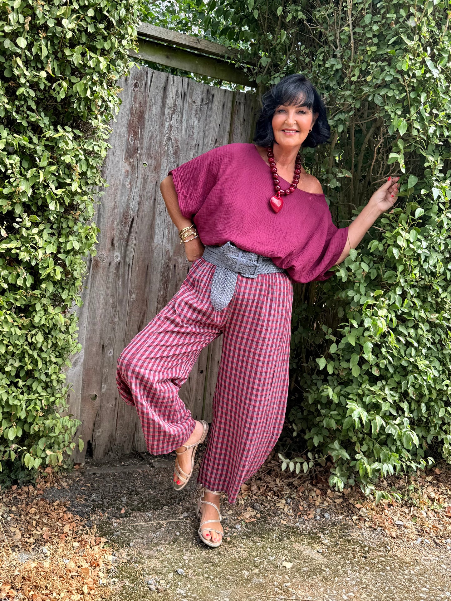 OJAY BUBBLE HEM CHEESECLOTH TOP MULBERRY *New