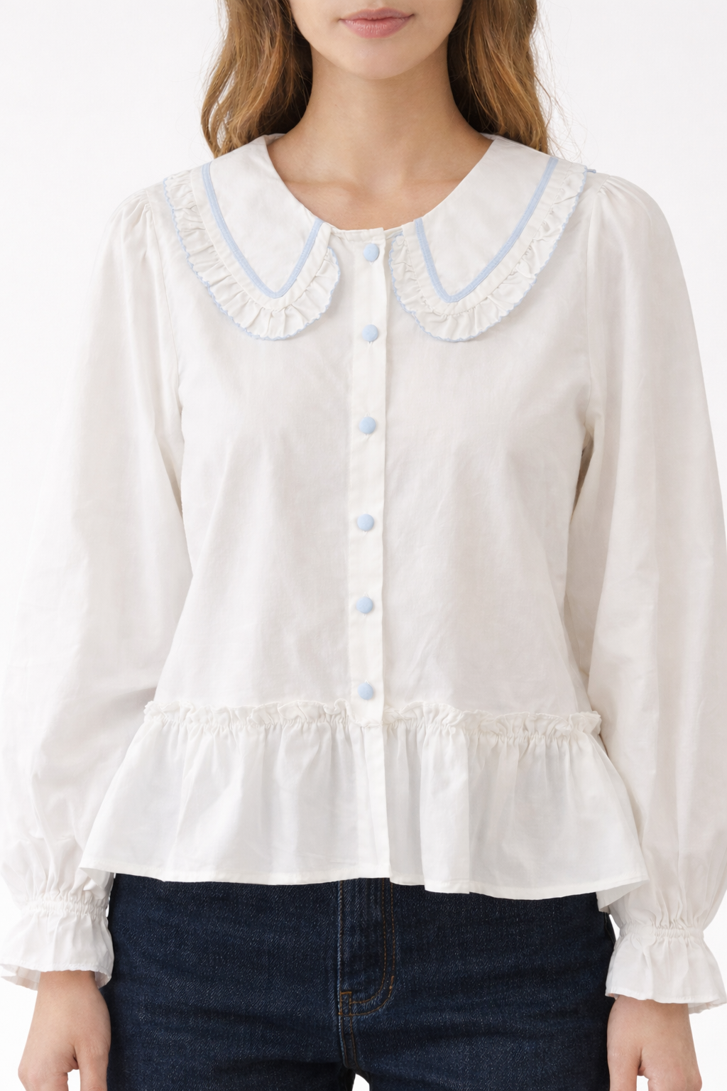 SALE PETER PAN COLLARED BLOUSE WHITE