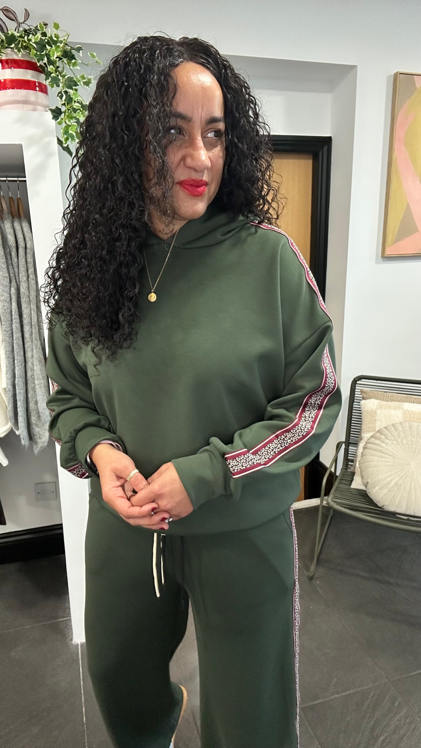 HOLLY HOODED TRACKSUIT SET FOREST GREEN KHAKI *New