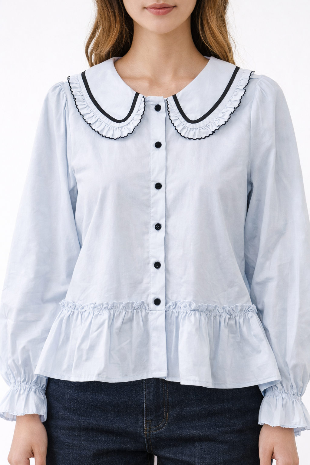 SALE PETER PAN COLLARED BLOUSE SKY BLUE