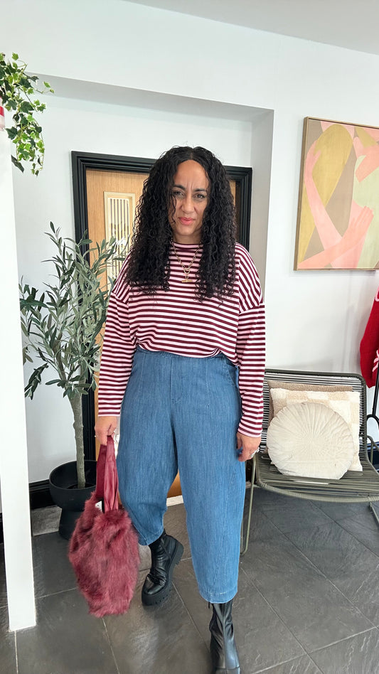 BARREL LEG TRADITIONAL WASH DENIM JOGGERS *New