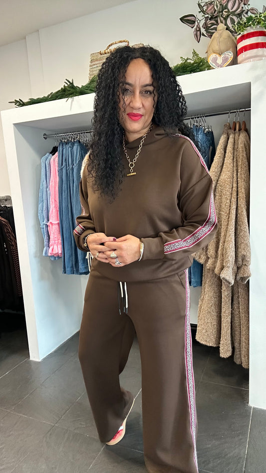 SALE HOLLY HOODED TRACKSUIT SET DEEP BROWN