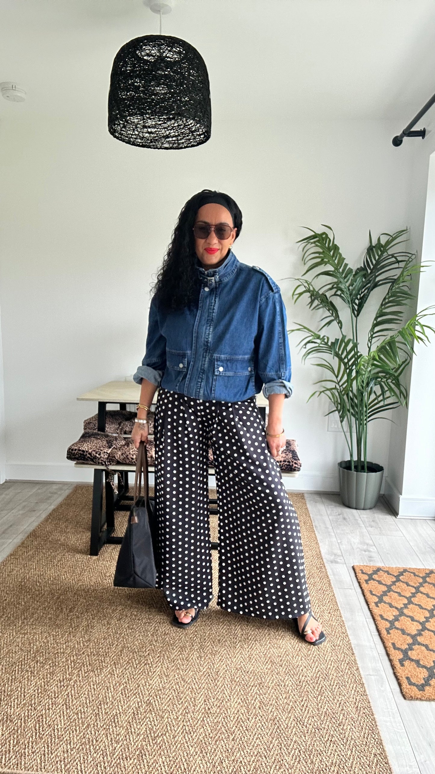 POLKA DOT TAILORED TROUSERS NAVY / BLACK   *New
