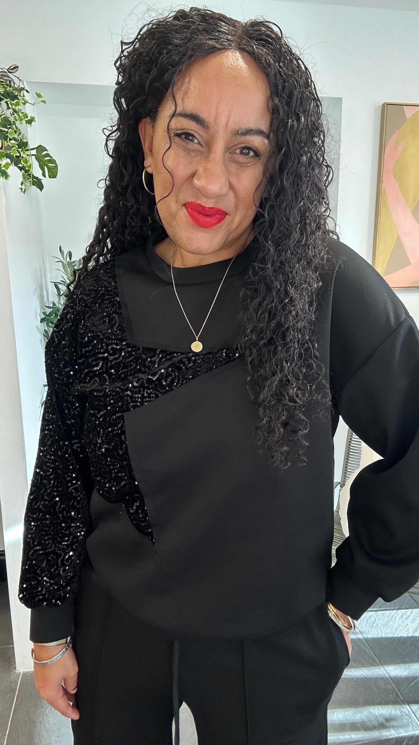 SHELBY SEQUIN STAR LOUNGEWEAR SET BLACK *New