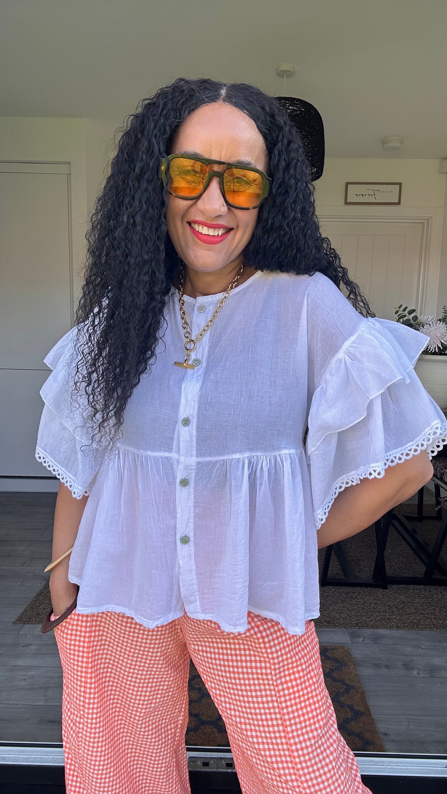 TAMSIN FRILL SLEEVED BLOUSE WHITE *New