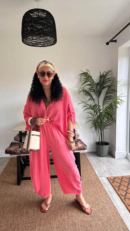 DERBY BARREL LEG TROUSERS CORAL *New