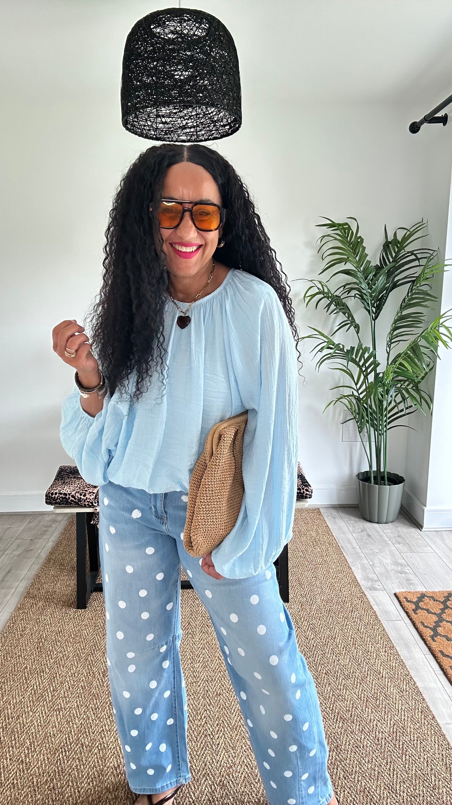 RHIAN BALLOON  SLEEVES BLOUSE ICE BLUE *New