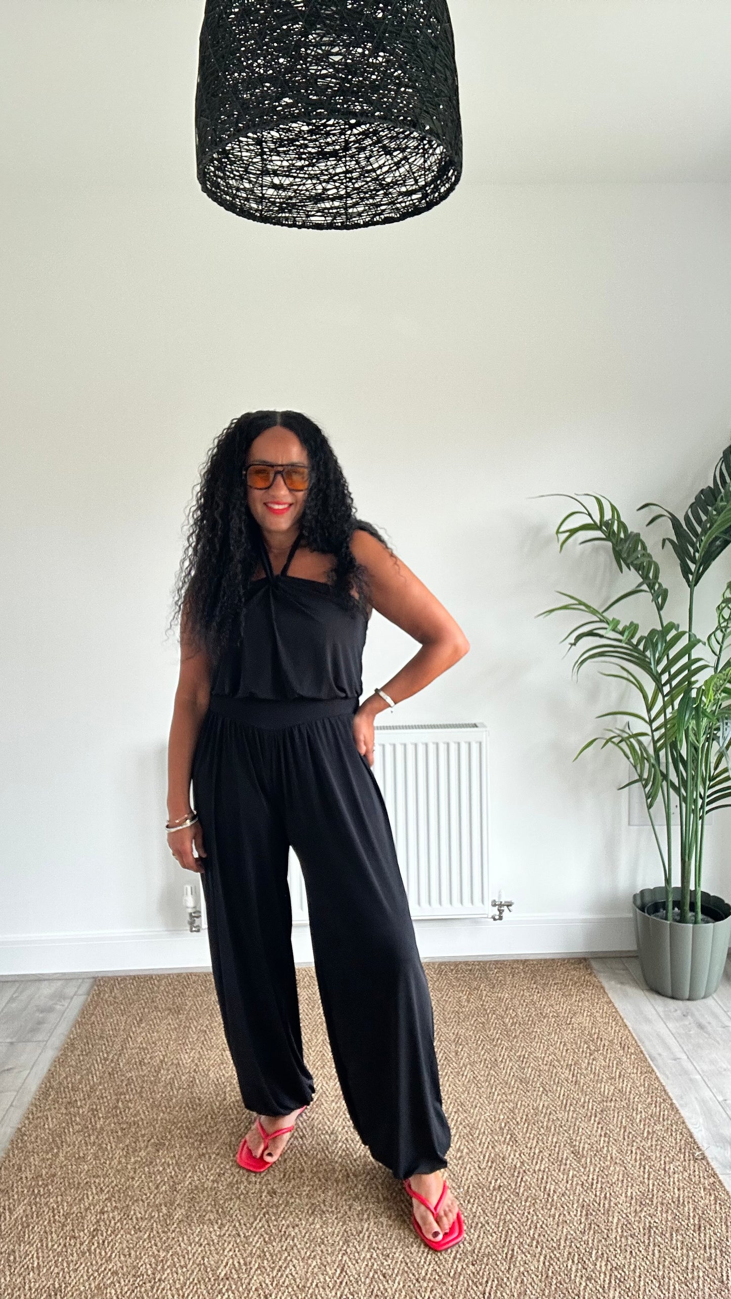 KYMANI CROSS FRONT JUMPSUIT BLACK *New