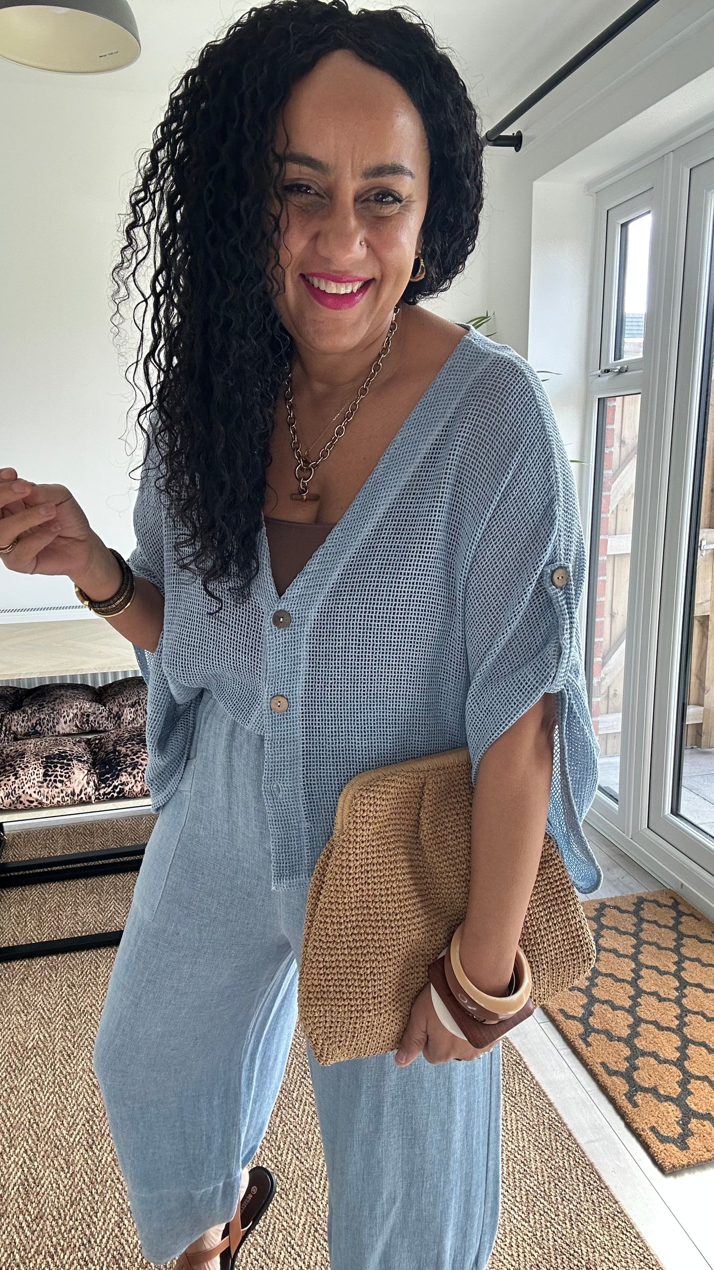 DERBY WAFFLE CARDIGAN DENIM BLUE *New