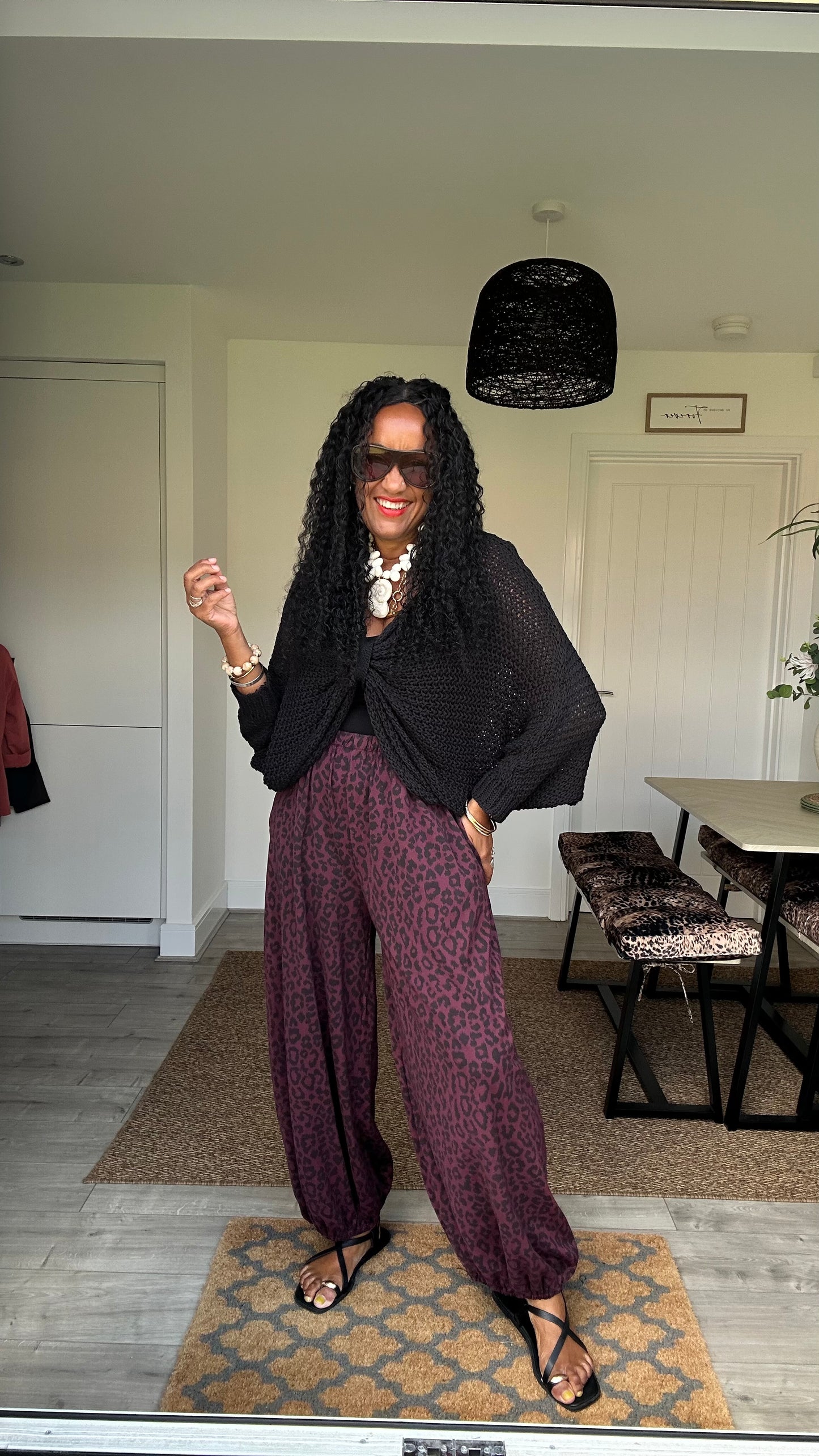 LEOPARD JERSEY JOGGERS WINE *New