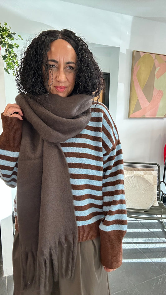 BLANKET SCARF BROWN *New