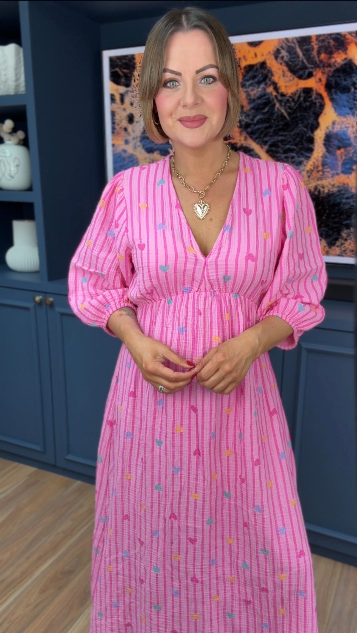 SEVE HARIBO HEART & STRIPE DRESS PINK *New