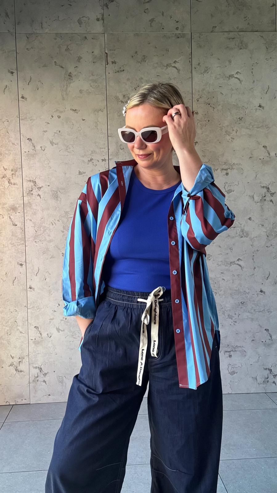BLUE & BURGUNDY STRIPE SHIRT *New