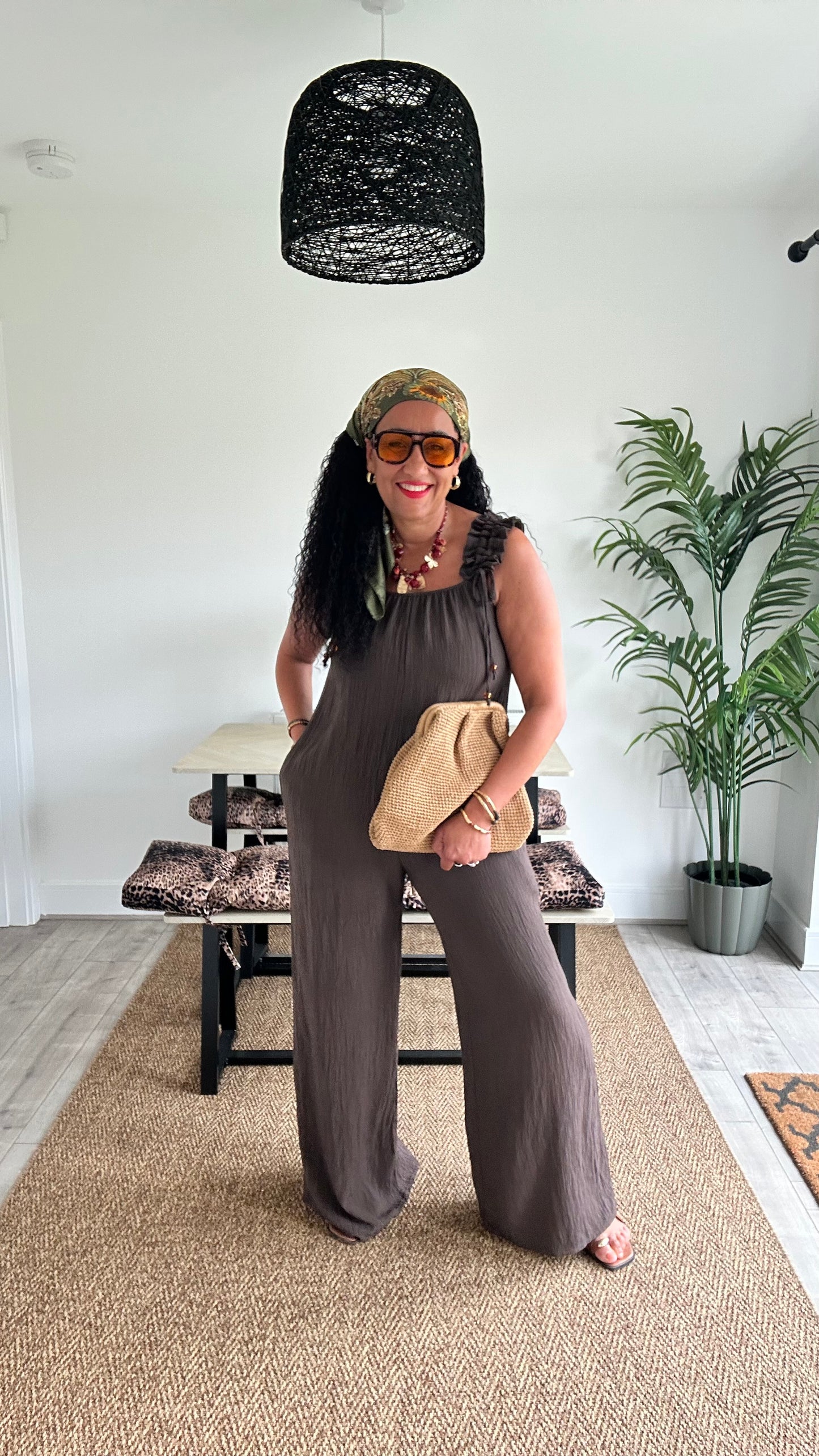 TAMMY BOHO JUMPSUIT DEEP BROWN *New