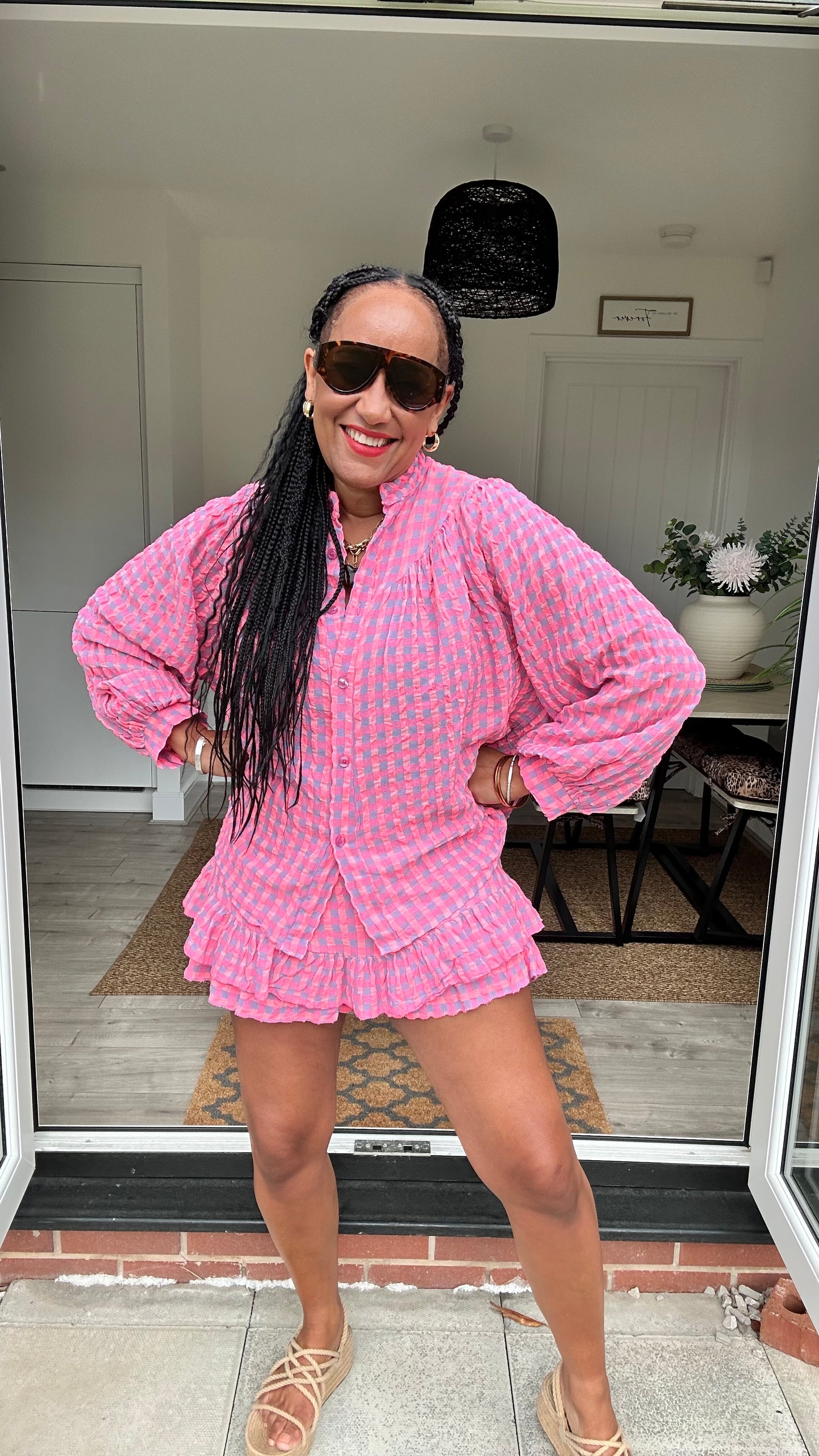 IBIZA PERRIE GINGHAM SHORTS PINK & BLUE *New