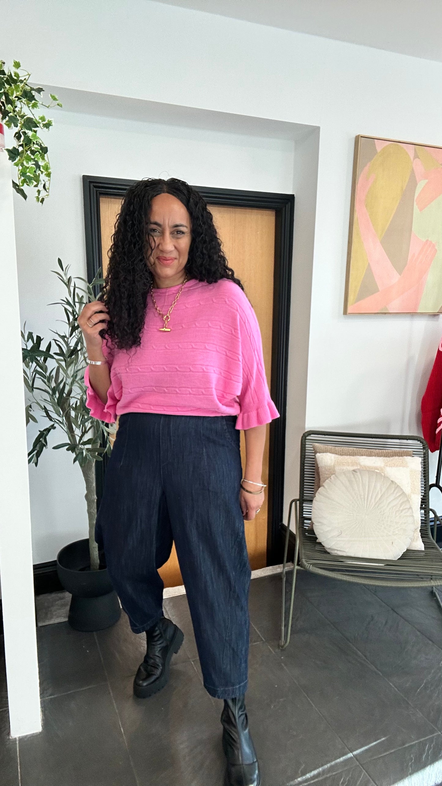 GABEL MABLE FRILL TOP PINK *New