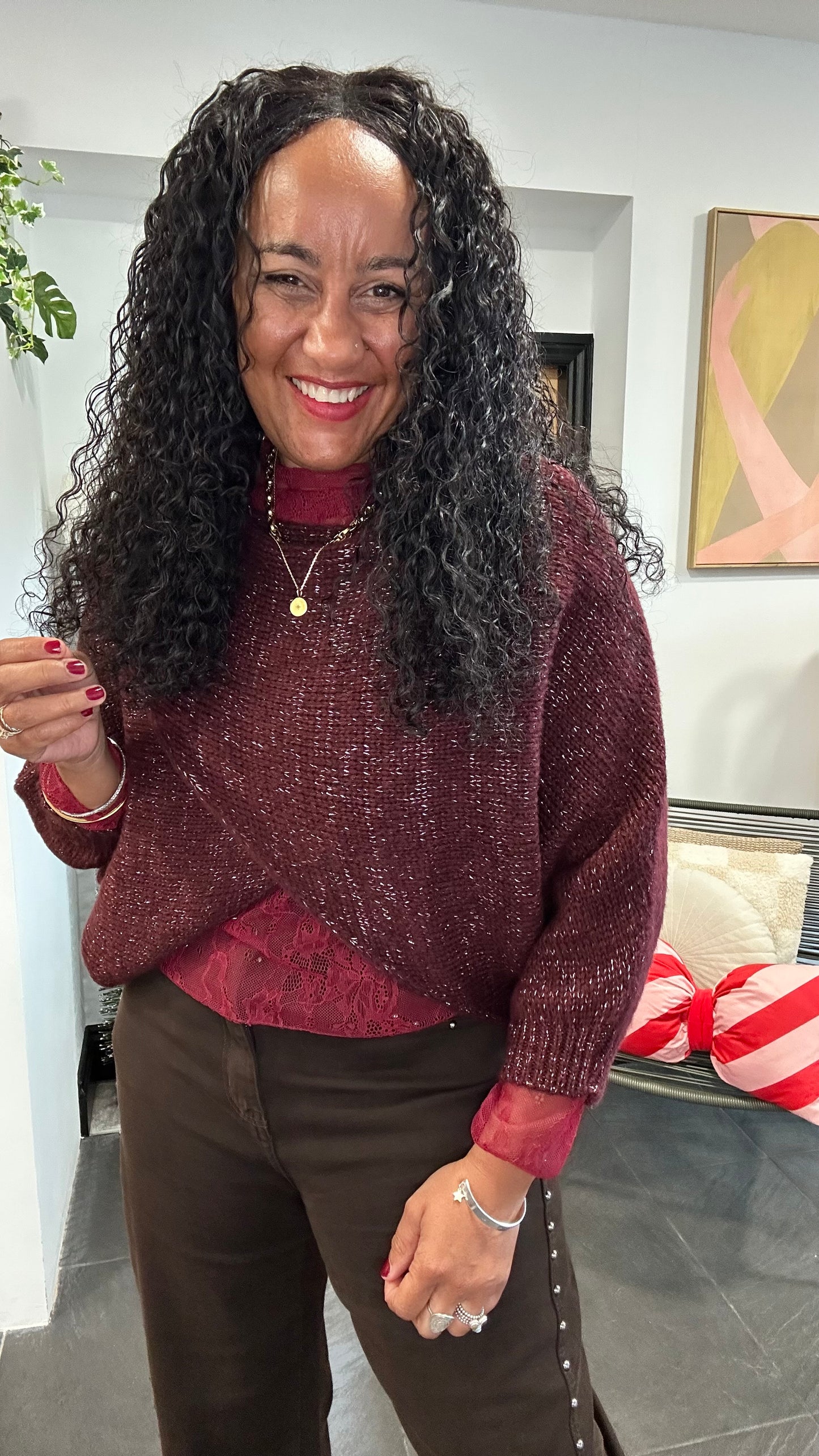 SALE MINI MABLE LUREX REVERSIBLE TOP
BURGUNDY