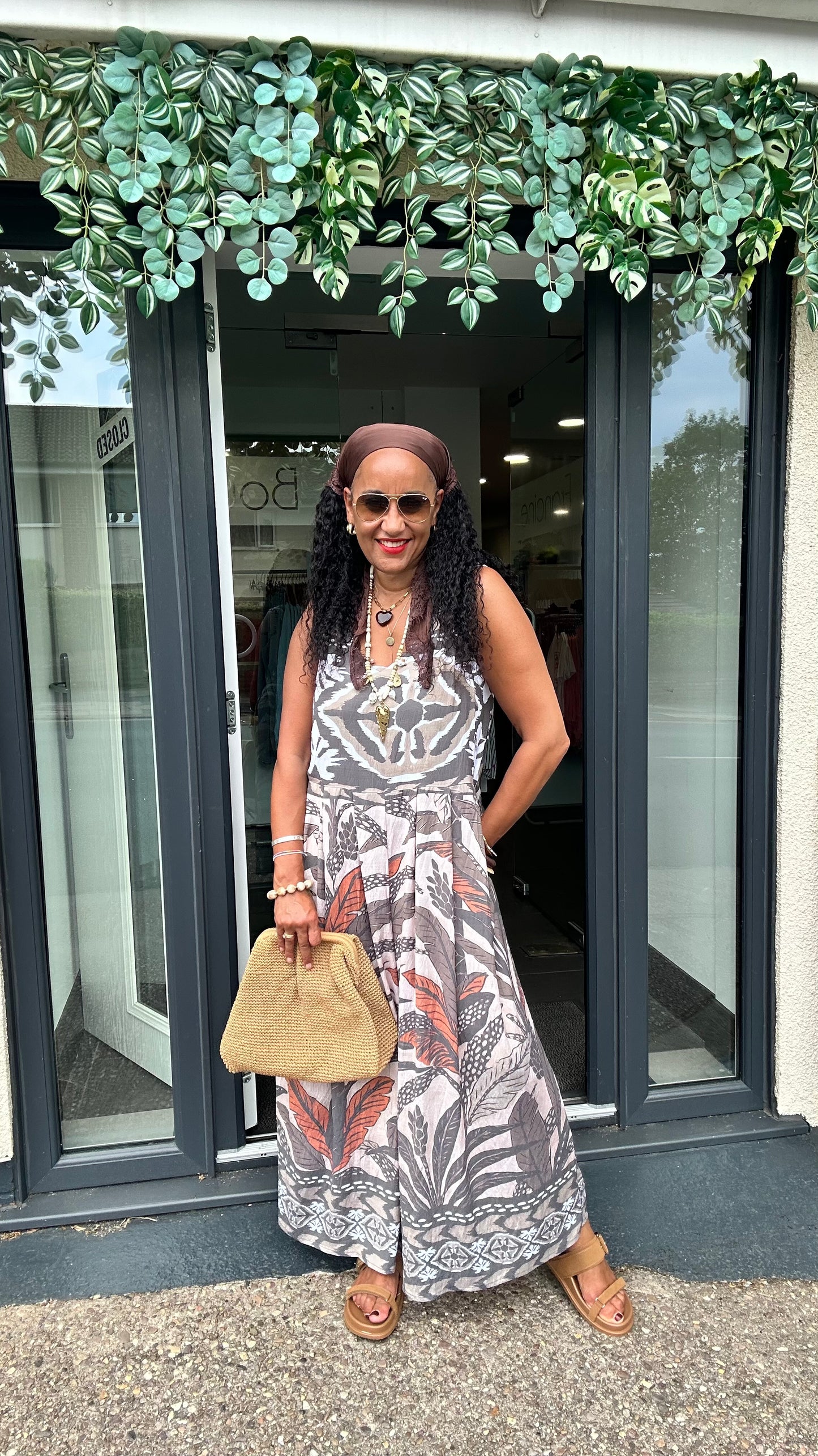 TROPICAL PRINT WIDE LEG JUMPSUIT *New