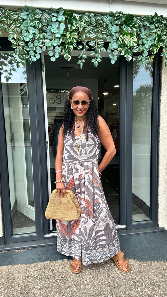 TROPICAL PRINT WIDE LEG JUMPSUIT *New