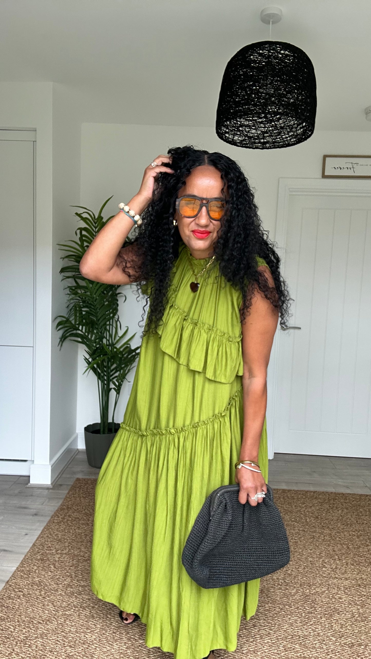 FLOWETRY FRILL MAXI DRESS OLIVE 🫒 GREEN *New